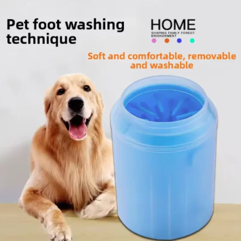 Portable Pet Paw Cleaner Soft Silicone Foot Washer with Cleaning Brush Dog Towel Bucket - Efficient Pet Cleaning Supplies